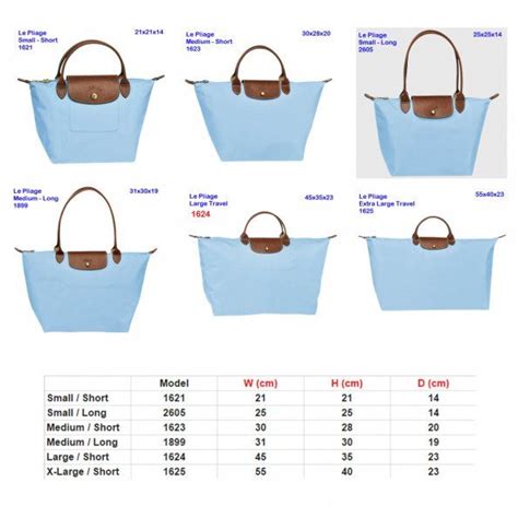 longchamp size chart